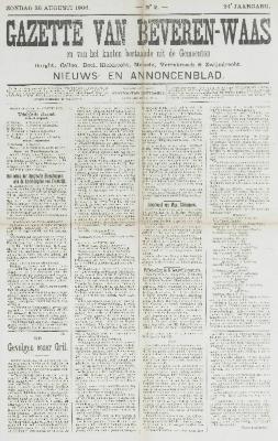 Gazette van Beveren-Waas 26/08/1906