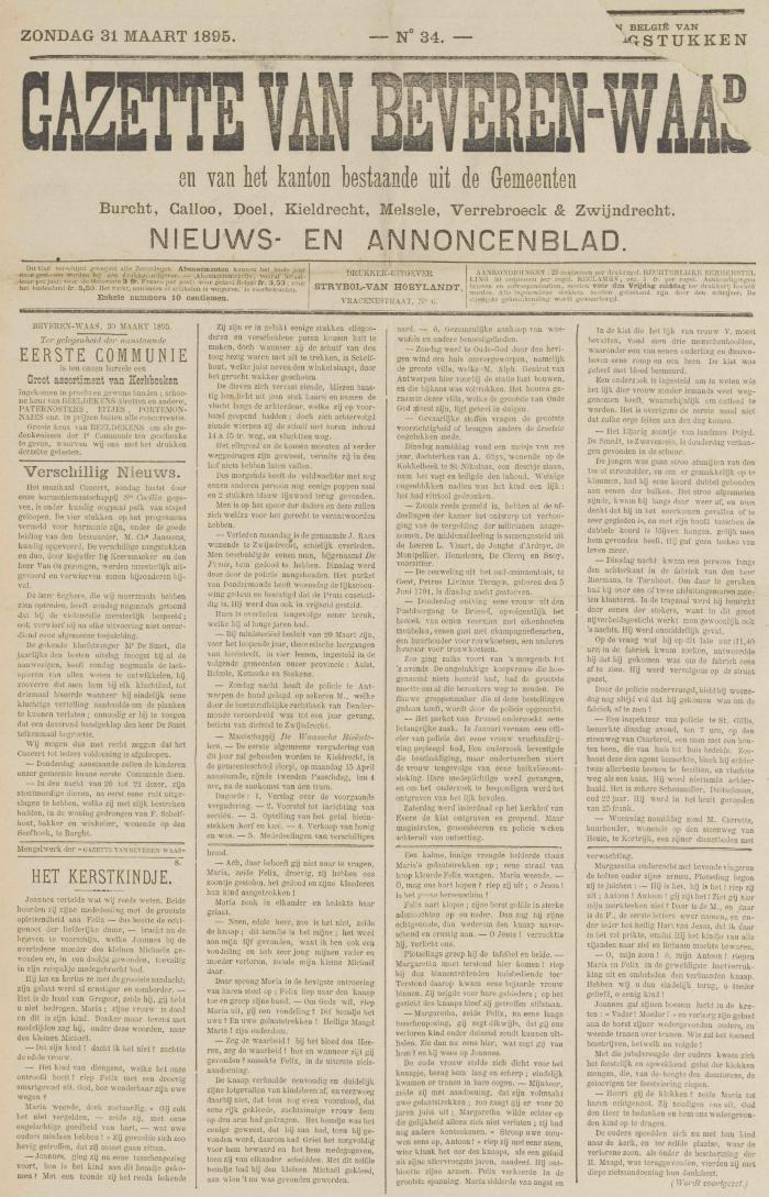 Gazette van Beveren-Waas 31/03/1895