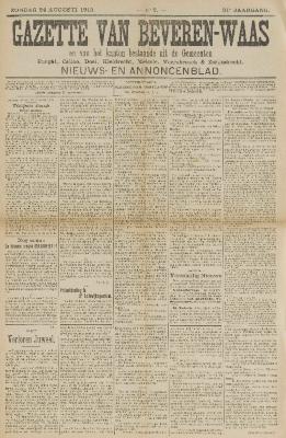 Gazette van Beveren-Waas 24/08/1913