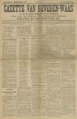 Gazette van Beveren-Waas 31/12/1911