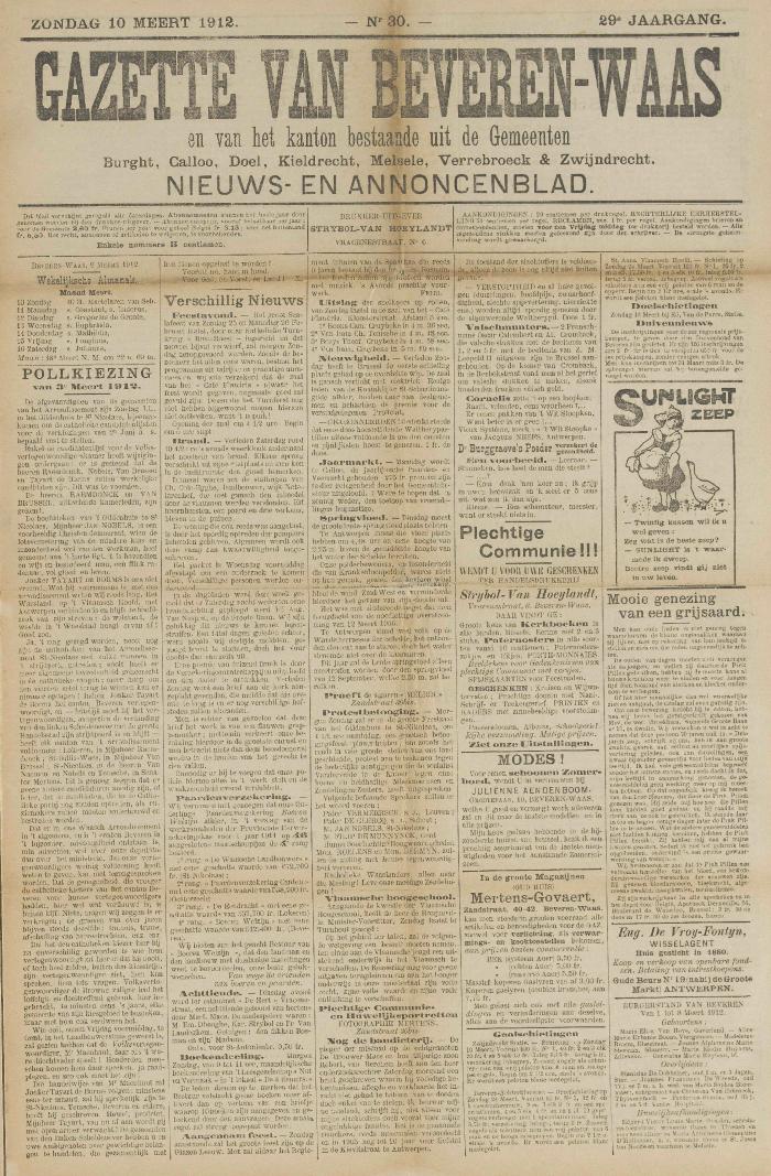 Gazette van Beveren-Waas 10/03/1912