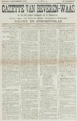 Gazette van Beveren-Waas 02/09/1900