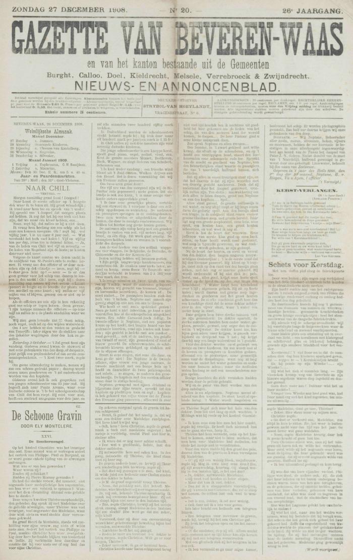 Gazette van Beveren-Waas 27/12/1908