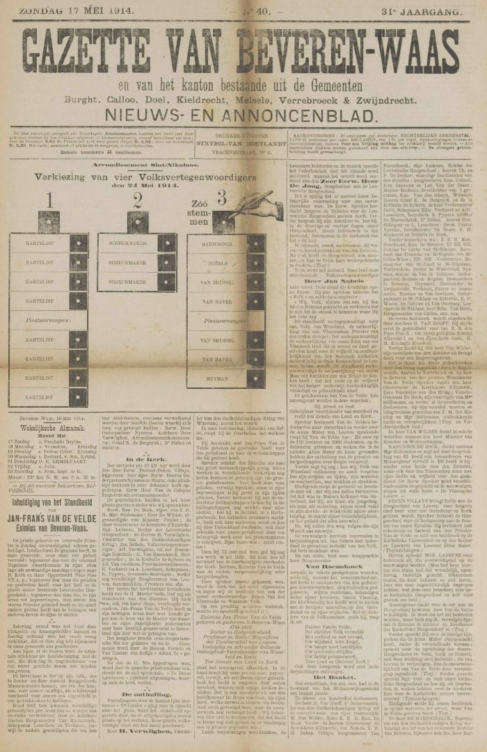 Gazette van Beveren-Waas 17/05/1914
