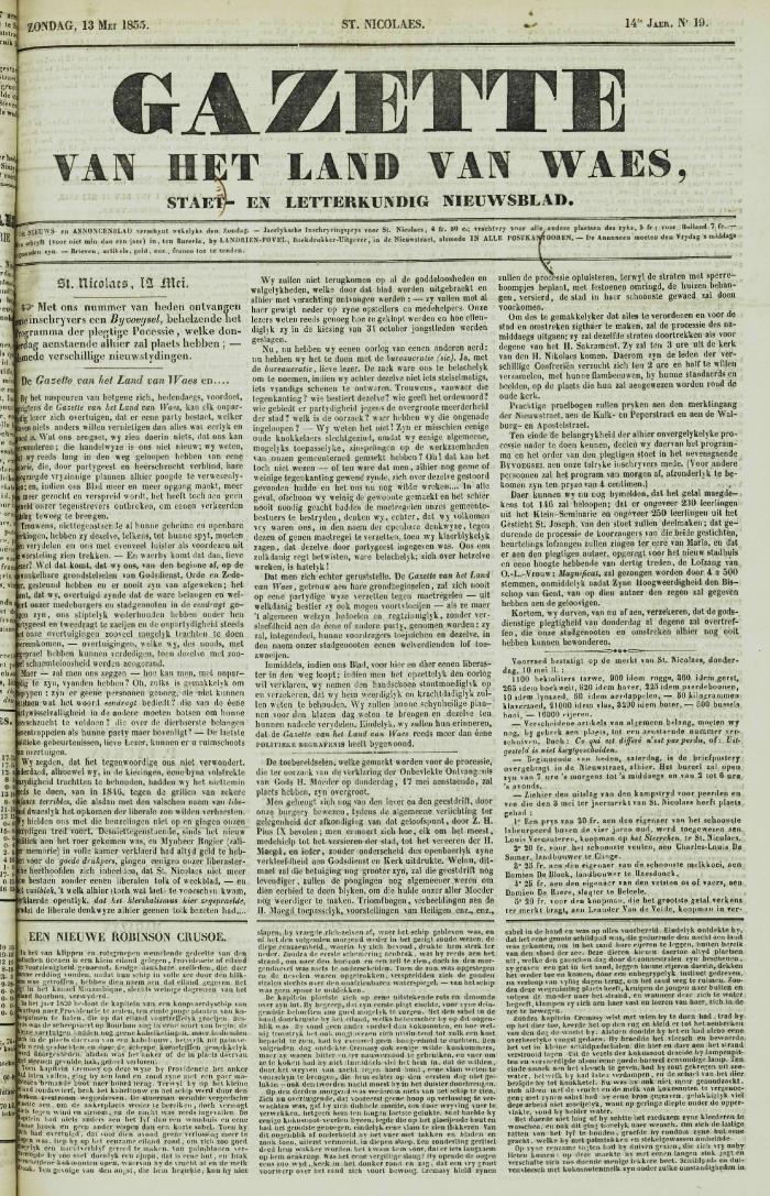 Gazette van het Land van Waes 13/05/1855