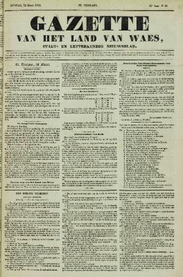 Gazette van het Land van Waes 20/03/1853