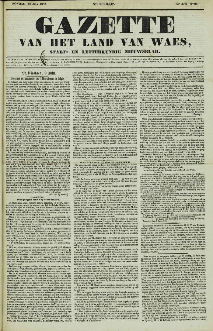 Gazette van het Land van Waes 10/07/1853
