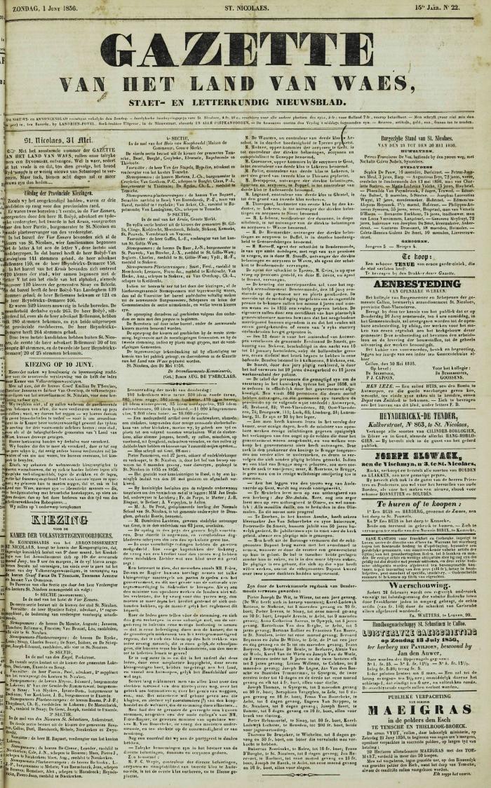 Gazette van het Land van Waes 01/06/1856