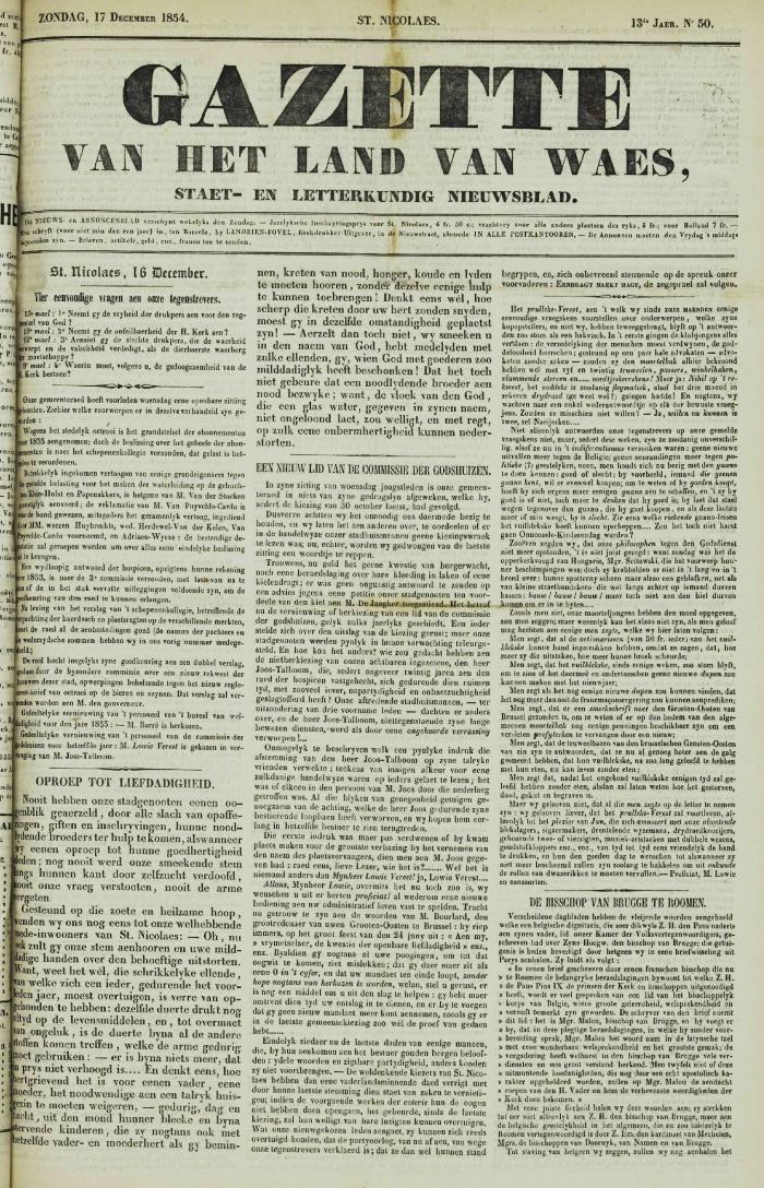 Gazette van het Land van Waes 17/12/1854