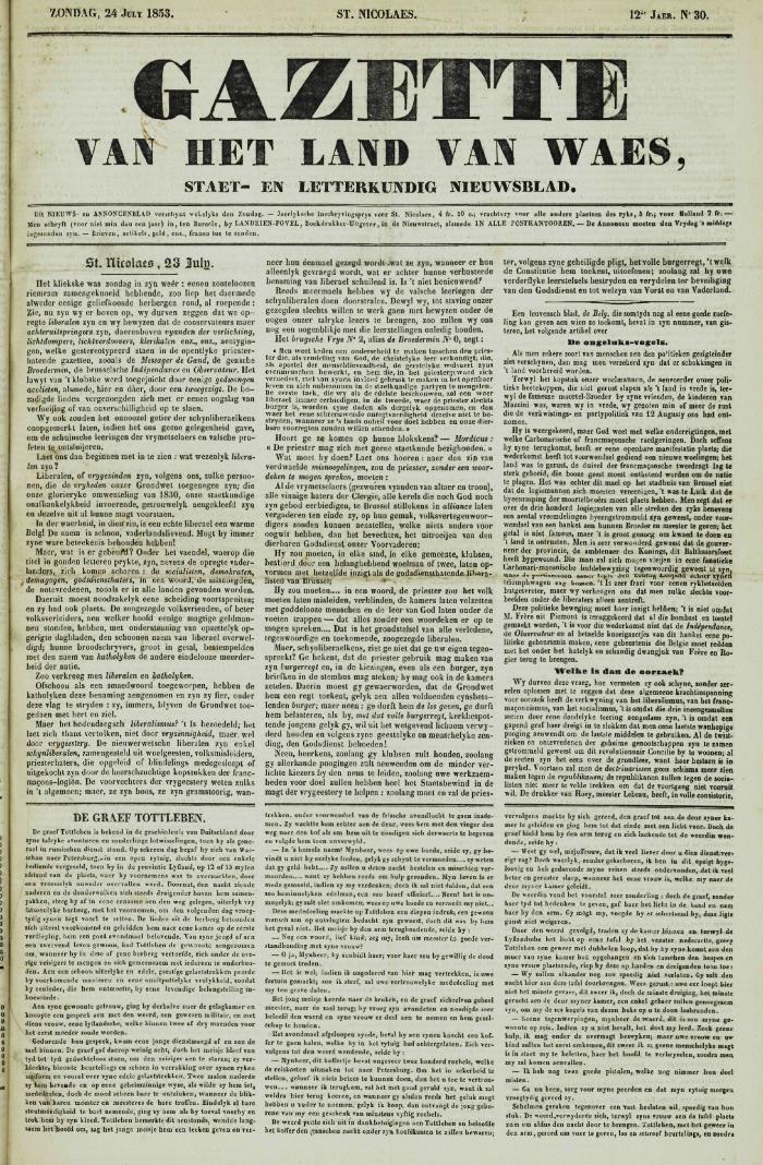 Gazette van het Land van Waes 24/07/1853