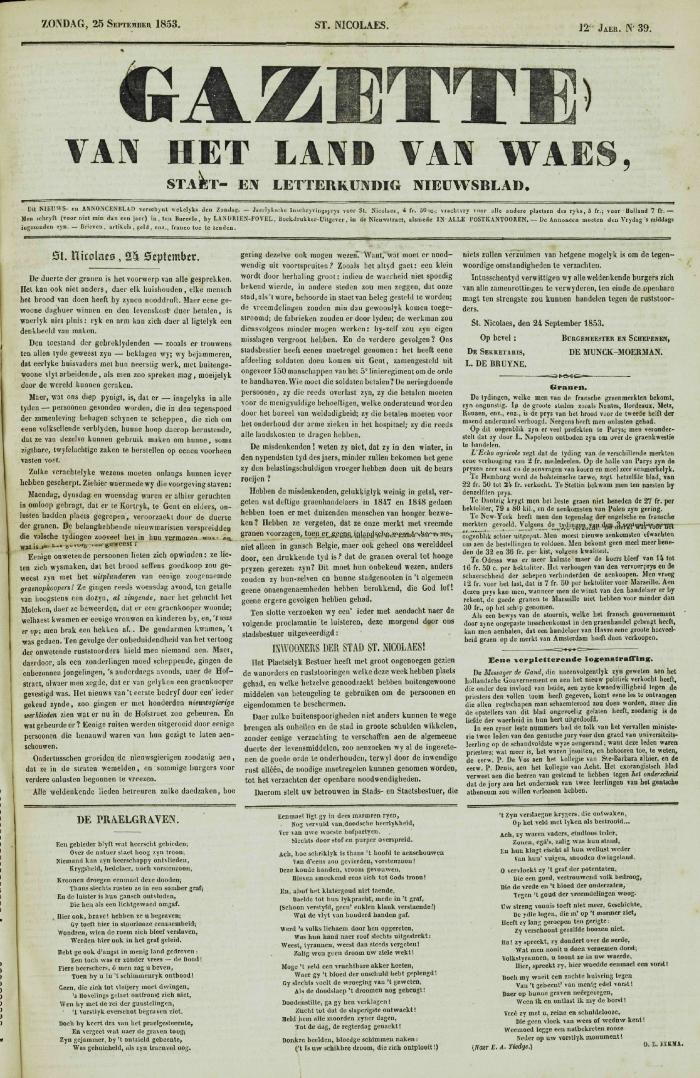 Gazette van het Land van Waes 25/09/1853