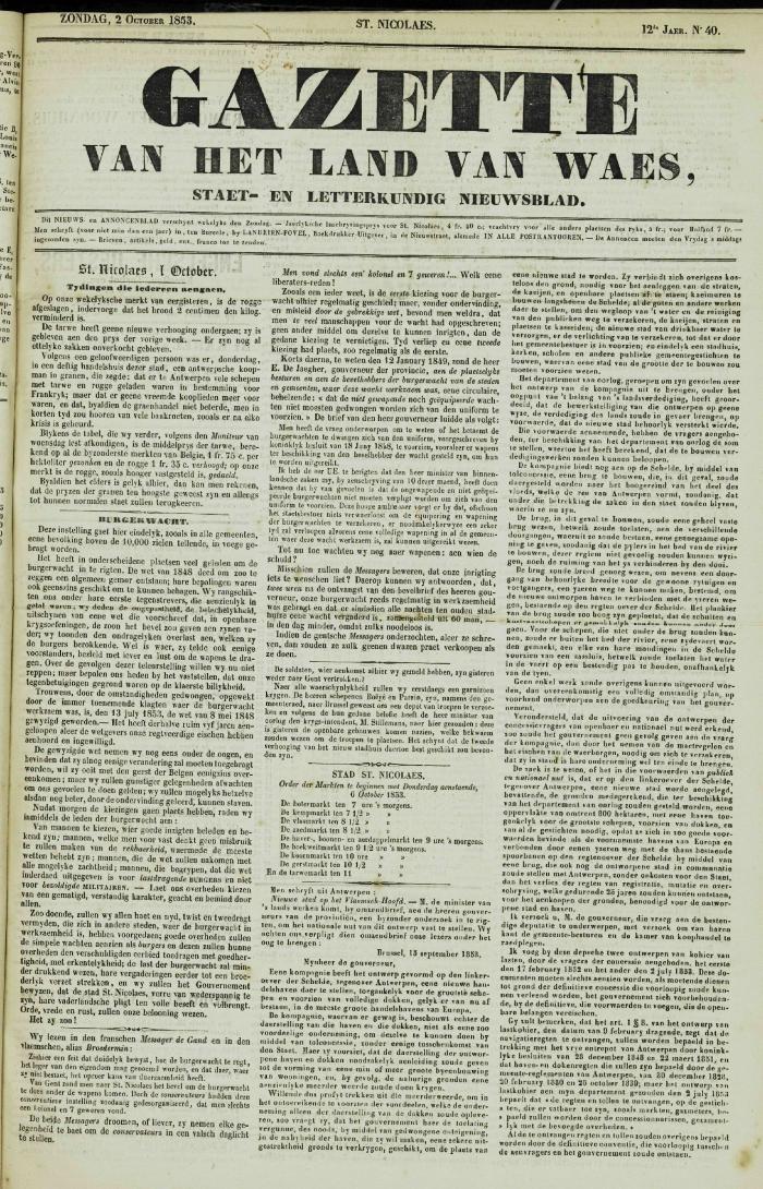 Gazette van het Land van Waes 02/10/1853