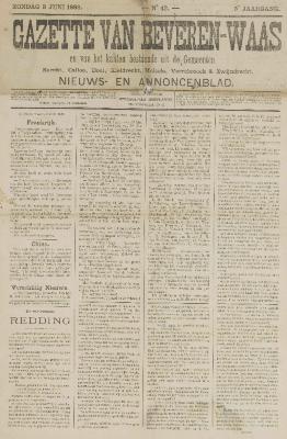 Gazette van Beveren 03/06/1888