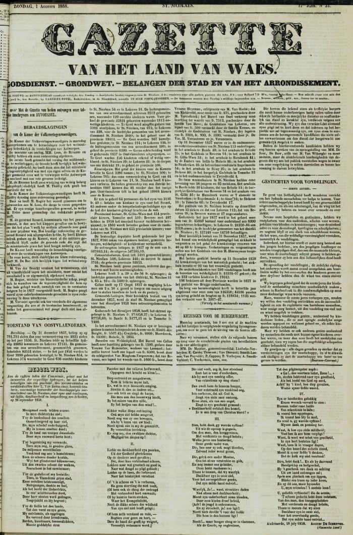 Gazette van het Land van Waes 01/08/1858