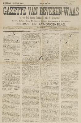 Gazette van Beverenr 10/06/1888
