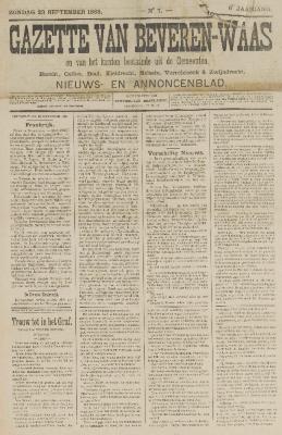 Gazette van Beveren 23/09/1888
