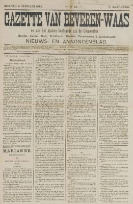 Gazette van Beveren-Waas 08/01/1888