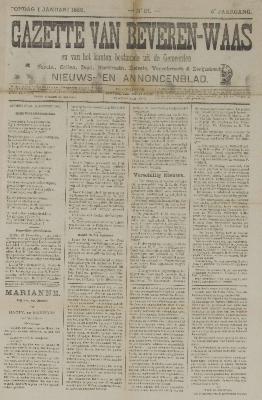 Gazette van Beveren-Waas 01/01/1888