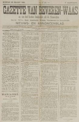 Gazette van Beveren-Waas 25/03/1888