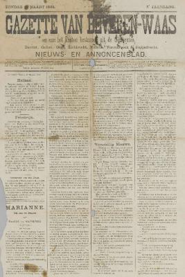 Gazette van Beveren-Waas 11/03/1888