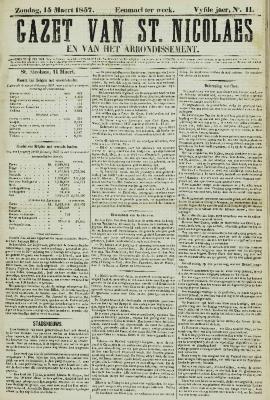 Gazet van St. Nicolaes 15/03/1857