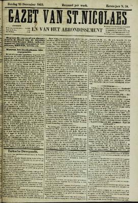 Gazet van St. Nicolaes 25/12/1853