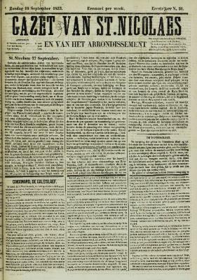 Gazet van St. Nicolaes 18/09/1853