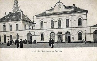 Prentkaart Spoorlijn 59 station Sint- Niklaas 1900