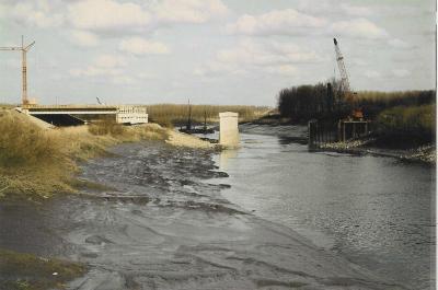 Zicht op de aanleg van de brug over de Durme, 1951-2005