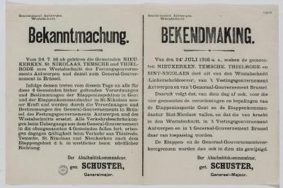 1916- Bekendmaking Etappeninspectie naar Westabschnitt Antwerpen