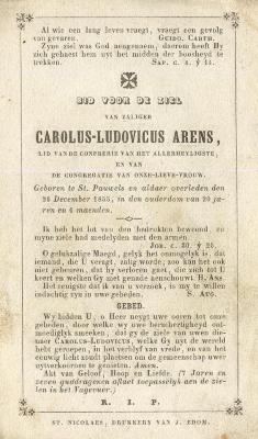Bidprentje, Arens Carolus-Ludovicus