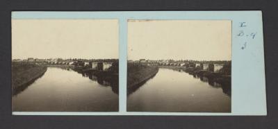 Stereobeeld Gustaaf Drossens, Nieuwpoort: "Koolhof-leed" bij den ijzerweg/ In de verte de stad (september 1916)