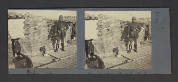 Stereobeeld Gustaaf Drossens,  Diksmuide: dijk - "abri de bombardement" van den majoor van de wacht (1916)