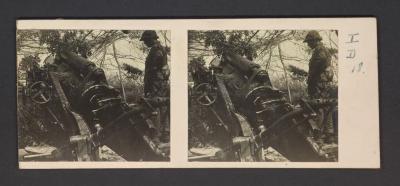 Stereobeeld Gustaaf Drossens, Woesten: kanon van 9 duim (mei 1917)